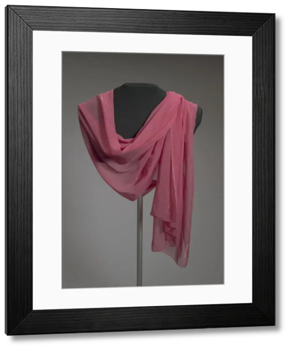 Framed Print : Wide pink scarf with metallic border from Maes Millinery Shop, 1941-1994 Framed Print : Wide pink scarf with metallic border from Maes Millinery Shop, 1941-1994