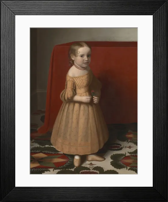 Framed Print : Portrait of a Young Girl with Rose, ca. 1838. Creator: Oliver Tarbell Eddy Framed Print : Portrait of a Young Girl with Rose, ca. 1838. Creator: Oliver Tarbell Eddy