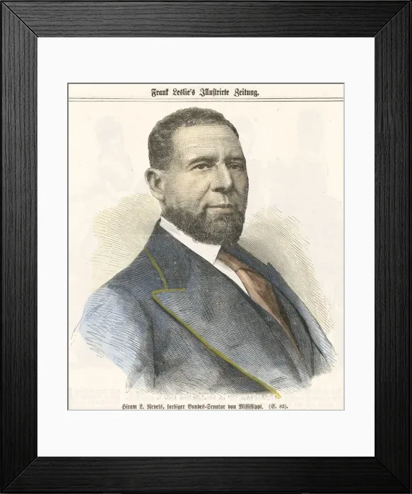 Framed Print : Lithographic print of Hiram Revels, ca. 1870. Creator: Unknown Framed Print : Lithographic print of Hiram Revels, ca. 1870. Creator: Unknown
