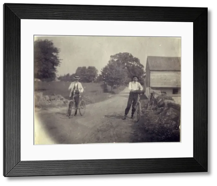 Framed Print : Samuel Murray and Benjamin Eakins on Bicycles, c. 1895-1899. Creator: Thomas Eakins Framed Print : Samuel Murray and Benjamin Eakins on Bicycles, c. 1895-1899. Creator: Thomas Eakins