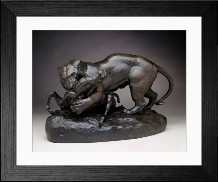 Framed Print : Tiger Devouring An Antelope, c. 1830-1831. Creator: Antoine-Louis Barye Framed Print : Tiger Devouring An Antelope, c. 1830-1831. Creator: Antoine-Louis Barye