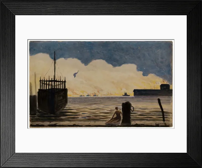 Framed Print : Girl on a Pier, c. 1900. Creator: Louis Michel Eilshemius Framed Print : Girl on a Pier, c. 1900. Creator: Louis Michel Eilshemius
