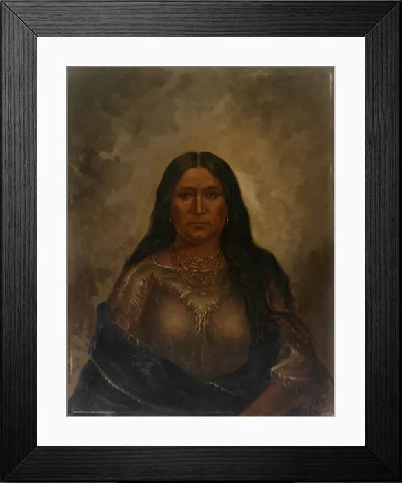 Framed Print : Chan-ku-wash-te-mine (Good Road Woman), ca. 1887. Creator: Antonio Zeno Shindler Framed Print : Chan-ku-wash-te-mine (Good Road Woman), ca. 1887. Creator: Antonio Zeno Shindler