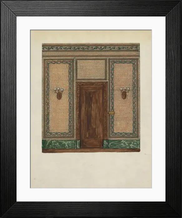 Framed Print : Marble Mosaic Wall, c. 1936. Creator: Ellen Duncan