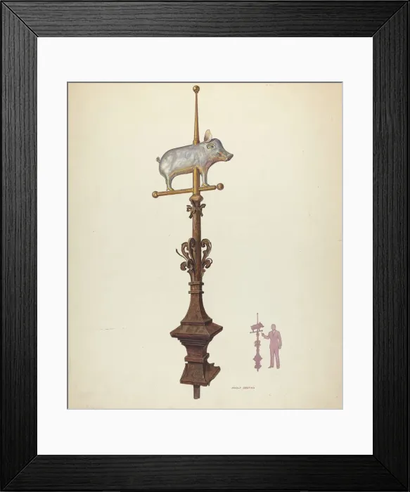 Framed Print : Weather Vane Finial, c. 1941. Creator: Adolph Opstad Framed Print : Weather Vane Finial, c. 1941. Creator: Adolph Opstad