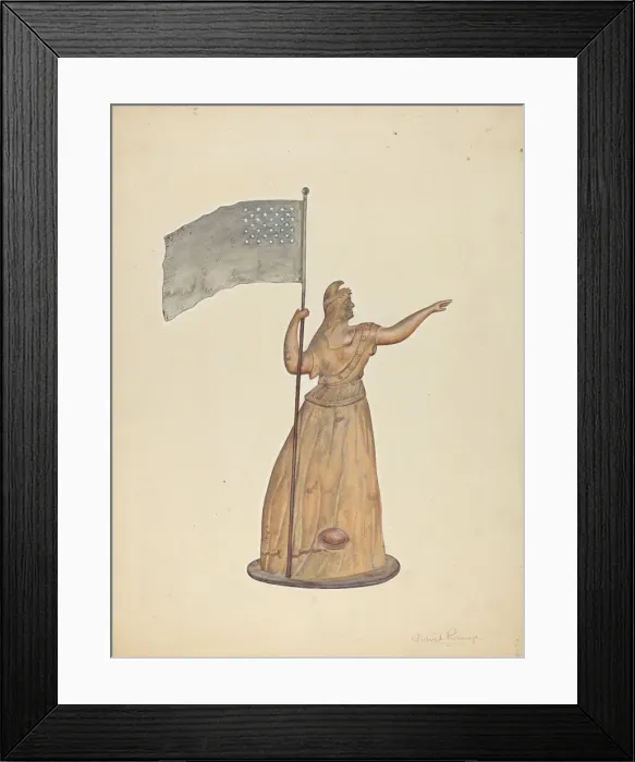 Framed Print : Weather Vane - Goddess of Liberty, c. 1937. Creator: David Ramage Framed Print : Weather Vane - Goddess of Liberty, c. 1937. Creator: David Ramage