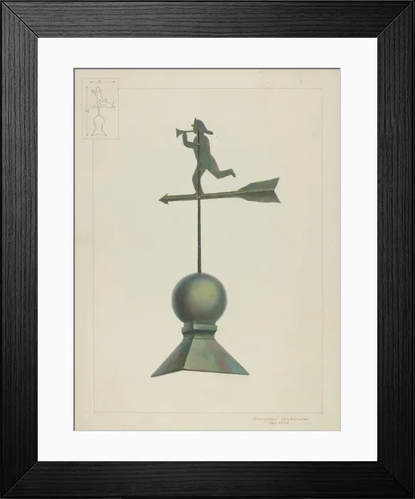 Framed Print : Weather Vane, c. 1937. Creator: Edward L Loper Framed Print : Weather Vane, c. 1937. Creator: Edward L Loper