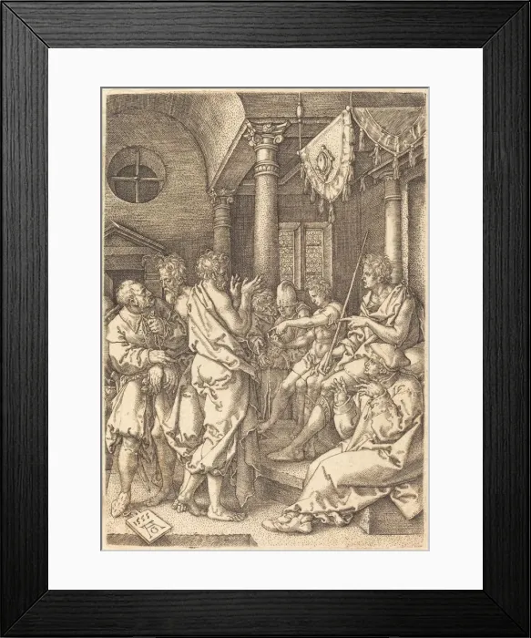 Framed Print : The Two Elders Convicted by the Testimony of Daniel, 1555. Creator: Heinrich Aldegrever Framed Print : The Two Elders Convicted by the Testimony of Daniel, 1555. Creator: Heinrich Aldegrever