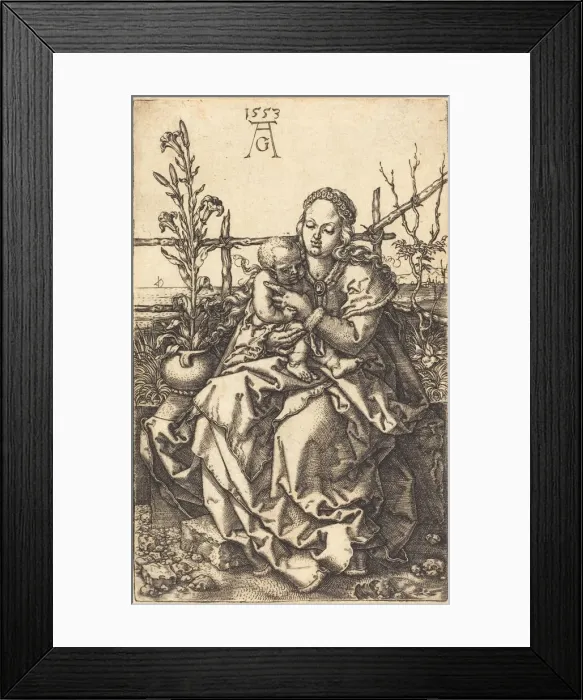 Framed Print : The Virgin Seated, 1553. Creator: Heinrich Aldegrever Framed Print : The Virgin Seated, 1553. Creator: Heinrich Aldegrever