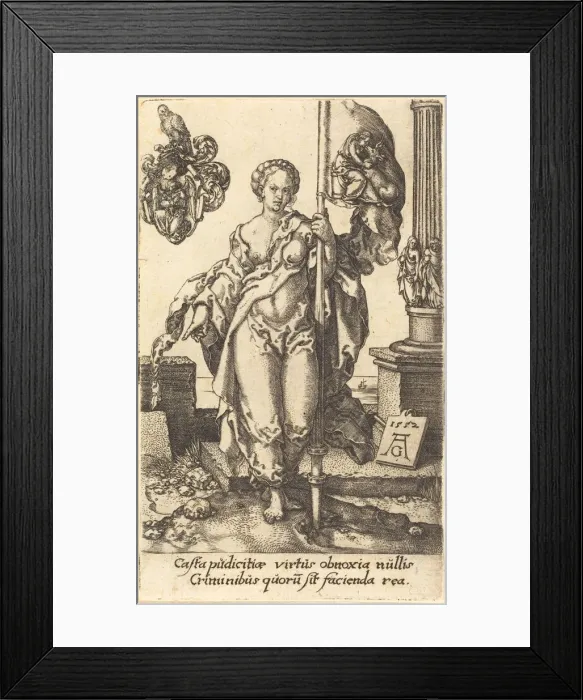 Framed Print : Chastity, 1552. Creator: Heinrich Aldegrever Framed Print : Chastity, 1552. Creator: Heinrich Aldegrever