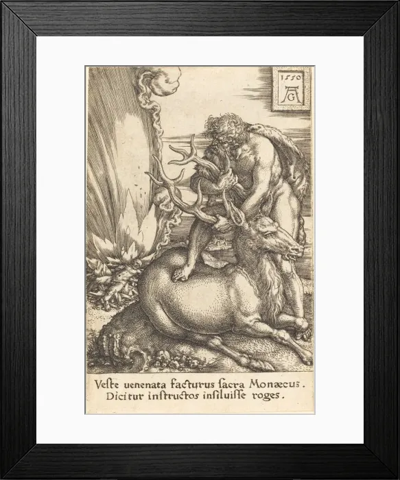 Framed Print : Hercules and the Hind, 1550. Creator: Heinrich Aldegrever Framed Print : Hercules and the Hind, 1550. Creator: Heinrich Aldegrever