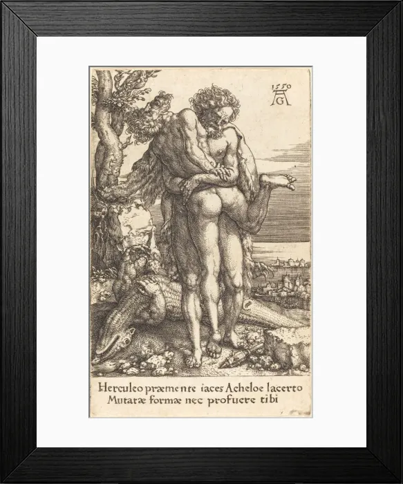 Framed Print : Hercules Fighting the Rivergod Achelus, 1550. Creator: Heinrich Aldegrever Framed Print : Hercules Fighting the Rivergod Achelus, 1550. Creator: Heinrich Aldegrever