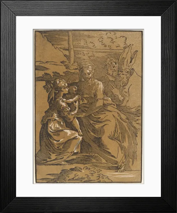 Framed Print : The Holy Family with Two Saints. Creator: Antonio da Trento Framed Print : The Holy Family with Two Saints. Creator: Antonio da Trento