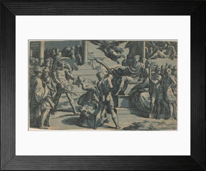 Framed Print : The Martyrdom of Saints Peter and Paul, c. 1530. Creator: Antonio da Trento Framed Print : The Martyrdom of Saints Peter and Paul, c. 1530. Creator: Antonio da Trento