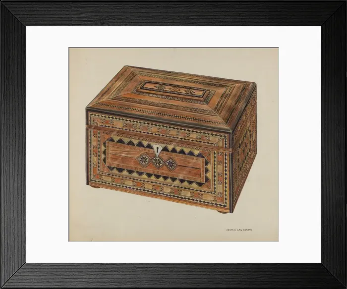 Framed Print : Inlaid Sewing Box, c. 1937. Creator: Francis Law Durand Framed Print : Inlaid Sewing Box, c. 1937. Creator: Francis Law Durand