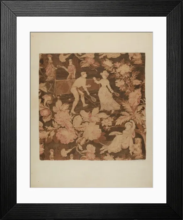 Framed Print : Printed Textile, 1940. Creator: Dorothy Dwin Framed Print : Printed Textile, 1940. Creator: Dorothy Dwin