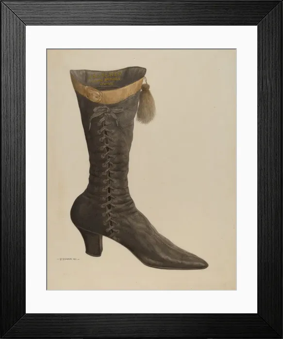 Framed Print : Ladys Boot, 1941. Creator: Dorothy Dwin Framed Print : Ladys Boot, 1941. Creator: Dorothy Dwin