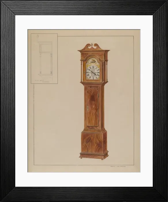 Framed Print : Grandfathers Clock (Timepiece), c. 1937. Creator: Francis Law Durand