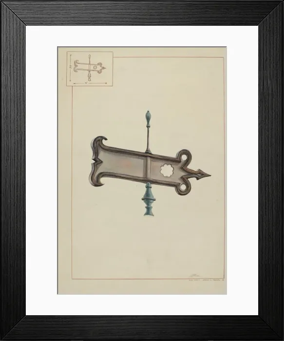 Framed Print : Weather Vane, c. 1938. Creator: Ernest A Towers Jr Framed Print : Weather Vane, c. 1938. Creator: Ernest A Towers Jr