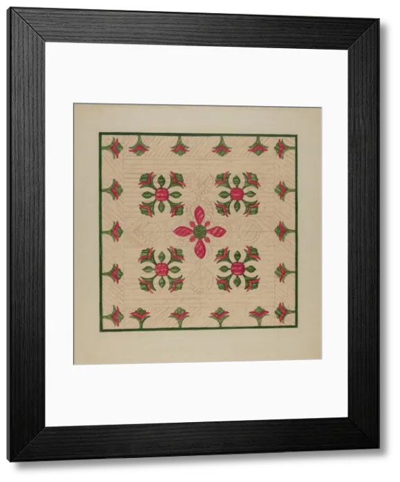 Framed Print : Applique Quilt, 1935 / 1942. Creator: Florence Hastings Framed Print : Applique Quilt, 1935 / 1942. Creator: Florence Hastings