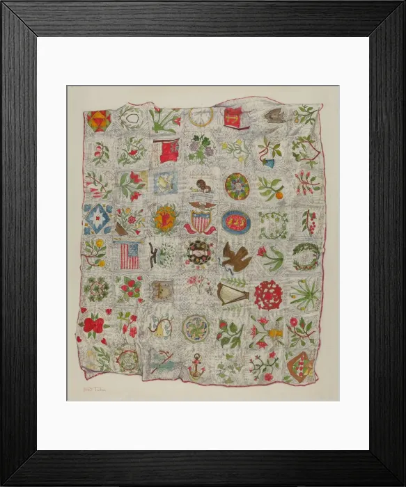 Framed Print : Friendship Quilt, c. 1937. Creator: Florence Truelson Framed Print : Friendship Quilt, c. 1937. Creator: Florence Truelson