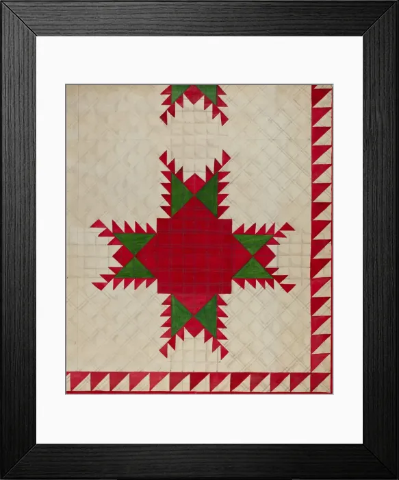 Framed Print : Feathered Star Quilt, c. 1936. Creator: Katherine Hastings Framed Print : Feathered Star Quilt, c. 1936. Creator: Katherine Hastings