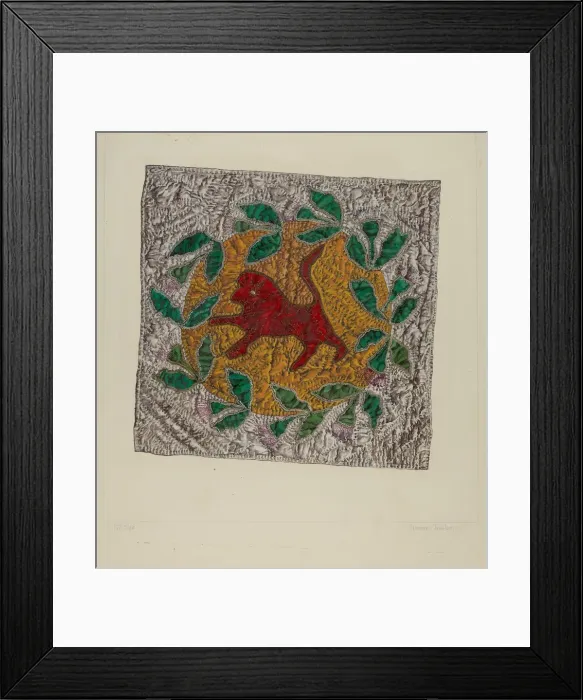 Framed Print : Quilt Block Red Lion, 1935 / 1942. Creator: Florence Truelson Framed Print : Quilt Block Red Lion, 1935 / 1942. Creator: Florence Truelson