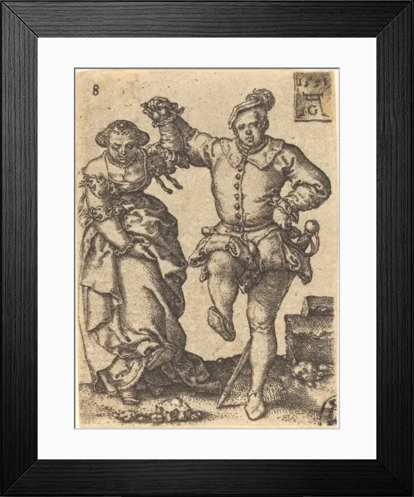 Framed Print : Dancing Couple, 1551. Creator: Heinrich Aldegrever Framed Print : Dancing Couple, 1551. Creator: Heinrich Aldegrever