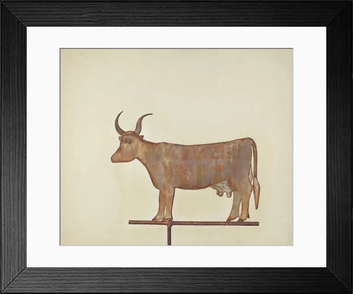 Framed Print : Cow Weather Vane, c. 1938. Creator: Wynna Wright Framed Print : Cow Weather Vane, c. 1938. Creator: Wynna Wright