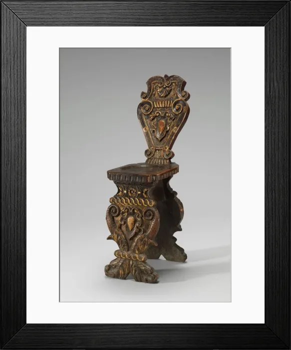Framed Print : Walnut Stool (Sgabello), Carved and Gilded, c. 1540 / 1560. Creator: Unknown Framed Print : Walnut Stool (Sgabello), Carved and Gilded, c. 1540 / 1560. Creator: Unknown