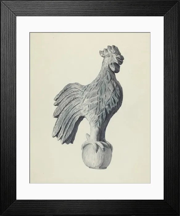 Framed Print : Cock Weather Vane, 1935 / 1942. Creator: Flora Merchant Framed Print : Cock Weather Vane, 1935 / 1942. Creator: Flora Merchant
