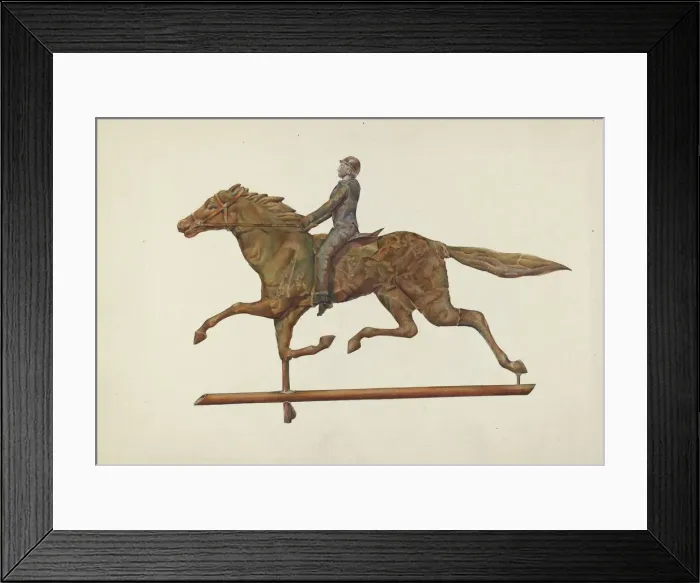 Framed Print : Weather Vane - Horse and Rider, 1937. Creator: Victor F Muollo Framed Print : Weather Vane - Horse and Rider, 1937. Creator: Victor F Muollo