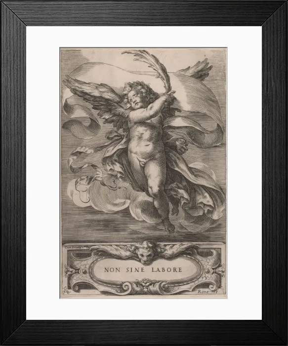 Framed Print : An Allegorical Figure: Non sine labore, 1628. Creator: Cherubino Alberti Framed Print : An Allegorical Figure: Non sine labore, 1628. Creator: Cherubino Alberti