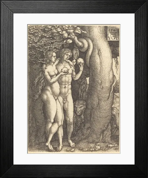 Framed Print : The Temptation by the Snake, 1540. Creator: Heinrich Aldegrever Framed Print : The Temptation by the Snake, 1540. Creator: Heinrich Aldegrever