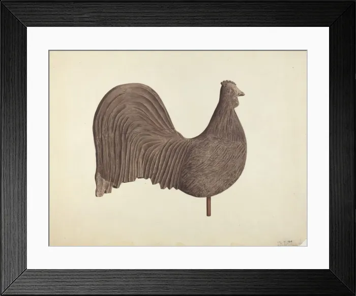 Framed Print : Rooster Weather Vane, probably 1940. Creator: Michael Riccitelli Framed Print : Rooster Weather Vane, probably 1940. Creator: Michael Riccitelli