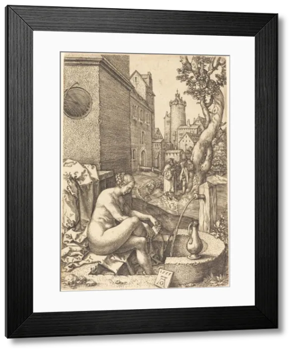 Framed Print : Susanna Surprised by the Two Elders, 1555. Creator: Heinrich Aldegrever Framed Print : Susanna Surprised by the Two Elders, 1555. Creator: Heinrich Aldegrever