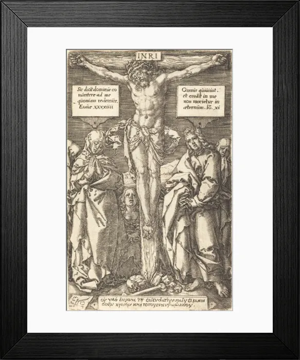 Framed Print : Christ on the Cross, 1553. Creator: Heinrich Aldegrever Framed Print : Christ on the Cross, 1553. Creator: Heinrich Aldegrever