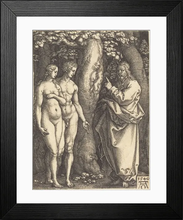 Framed Print : God Forbids to Eat from the Tree, 1540. Creator: Heinrich Aldegrever Framed Print : God Forbids to Eat from the Tree, 1540. Creator: Heinrich Aldegrever