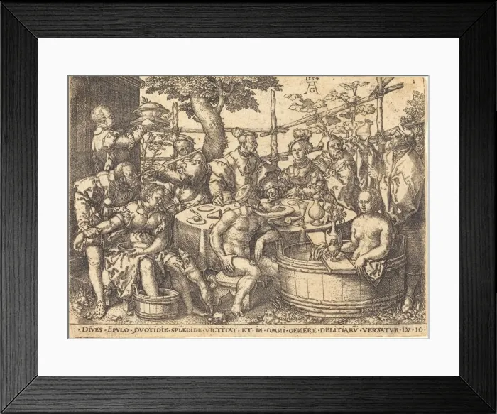 Framed Print : The Rich Man at the Table, 1554. Creator: Heinrich Aldegrever Framed Print : The Rich Man at the Table, 1554. Creator: Heinrich Aldegrever
