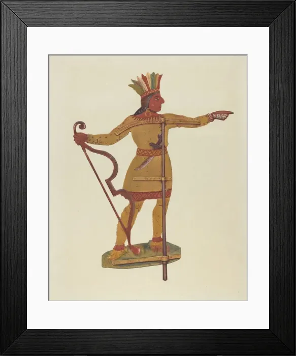 Framed Print : Indian Weather Vane, c. 1938. Creator: Alice Stearns Framed Print : Indian Weather Vane, c. 1938. Creator: Alice Stearns