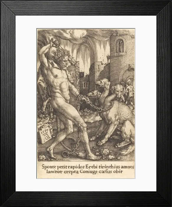 Framed Print : Hercules and Cerberus, 1550. Creator: Heinrich Aldegrever Framed Print : Hercules and Cerberus, 1550. Creator: Heinrich Aldegrever
