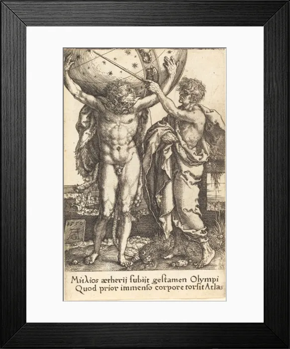 Framed Print : Hercules and Atlas, 1550. Creator: Heinrich Aldegrever Framed Print : Hercules and Atlas, 1550. Creator: Heinrich Aldegrever