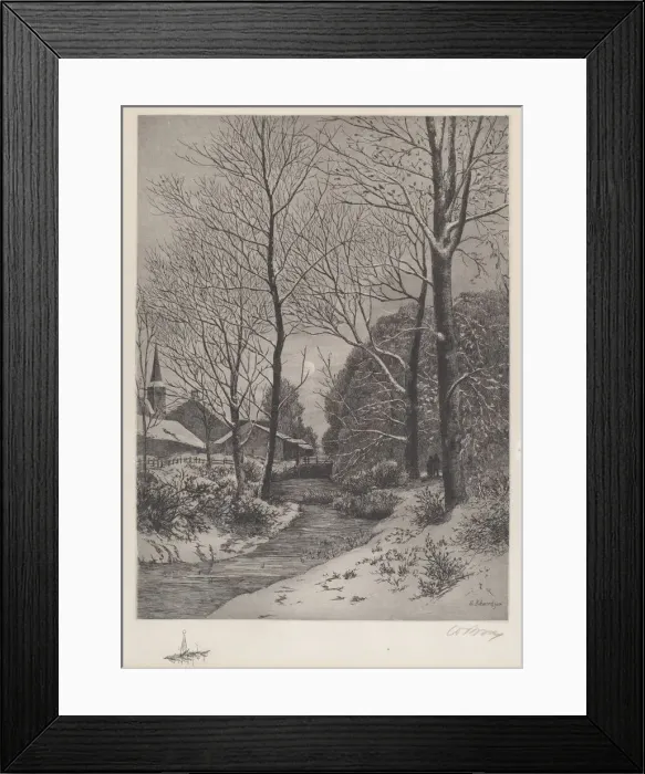 Framed Print : Moonlit Stroll in Winter, c. 1880s. Creator: Unknown Framed Print : Moonlit Stroll in Winter, c. 1880s. Creator: Unknown