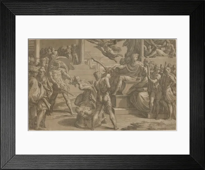 Framed Print : The Martyrdom of Saints Peter and Paul [recto], c. 1530. Creator: Antonio da Trento