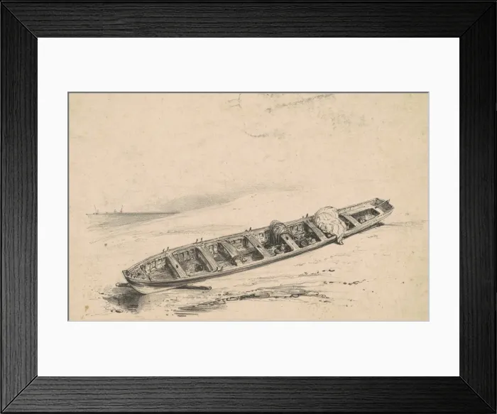 Framed Print : A Beached Longboat, 19th century. Creator: Unknown Framed Print : A Beached Longboat, 19th century. Creator: Unknown