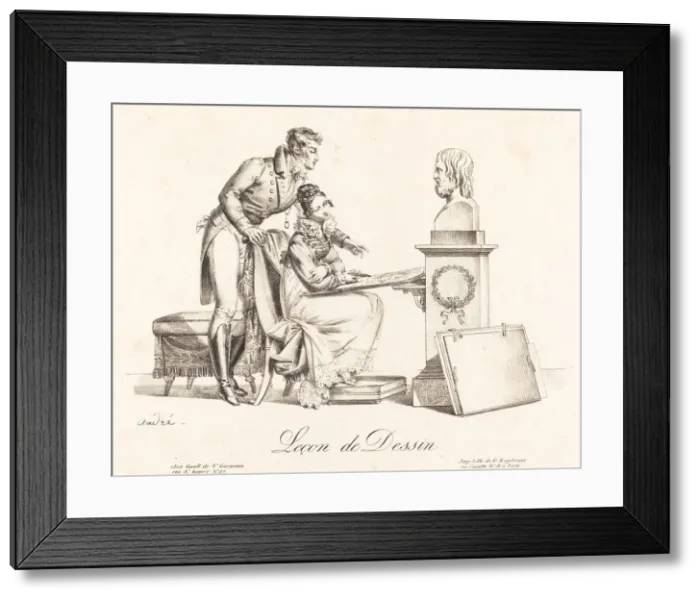 Framed Print : Lecon de Dessin (Drawing Lesson). Creator: Johann Anton André Framed Print : Lecon de Dessin (Drawing Lesson). Creator: Johann Anton André