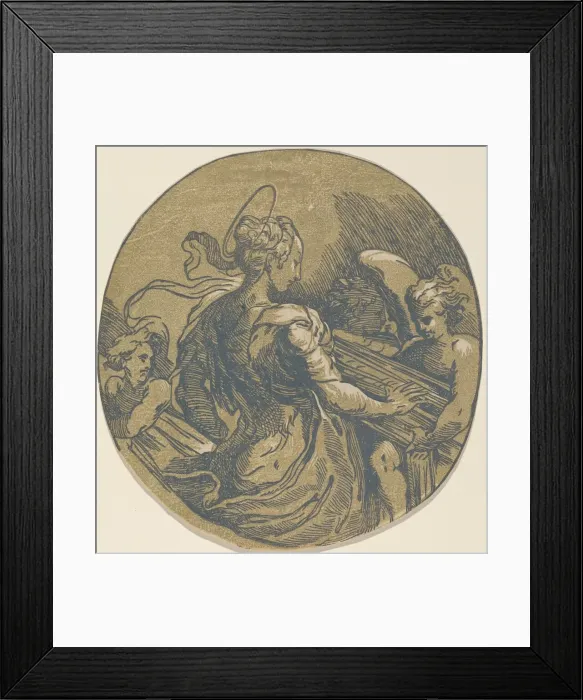 Framed Print : Saint Cecilia, first half 16th century. Creator: Antonio da Trento Framed Print : Saint Cecilia, first half 16th century. Creator: Antonio da Trento