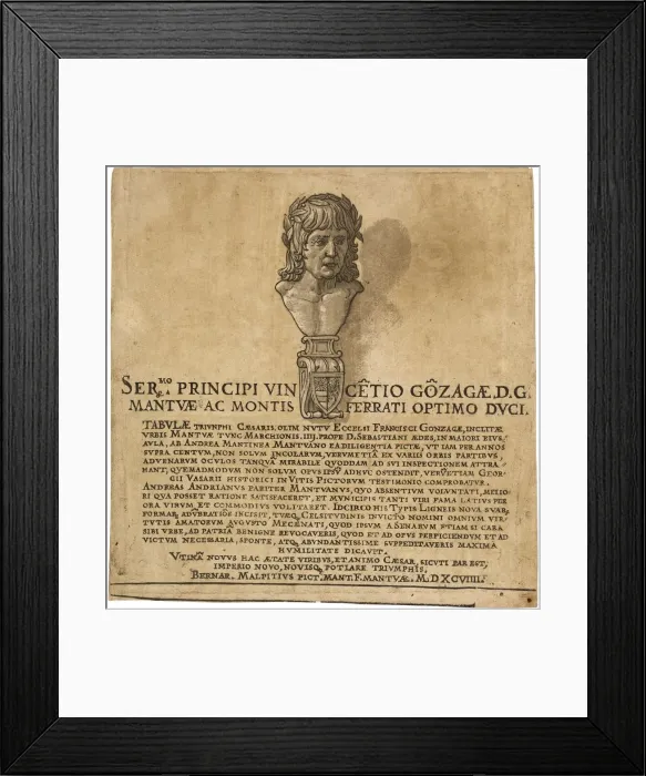 Framed Print : The Triumph of Julius Caesar: Title Page, 1599. Creator: Andrea Andreani Framed Print : The Triumph of Julius Caesar: Title Page, 1599. Creator: Andrea Andreani