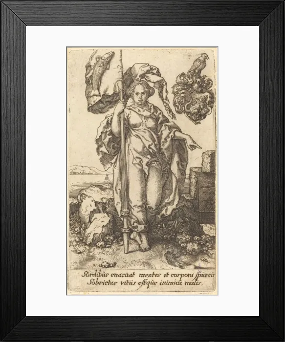 Framed Print : Temperance, 1552. Creator: Heinrich Aldegrever Framed Print : Temperance, 1552. Creator: Heinrich Aldegrever
