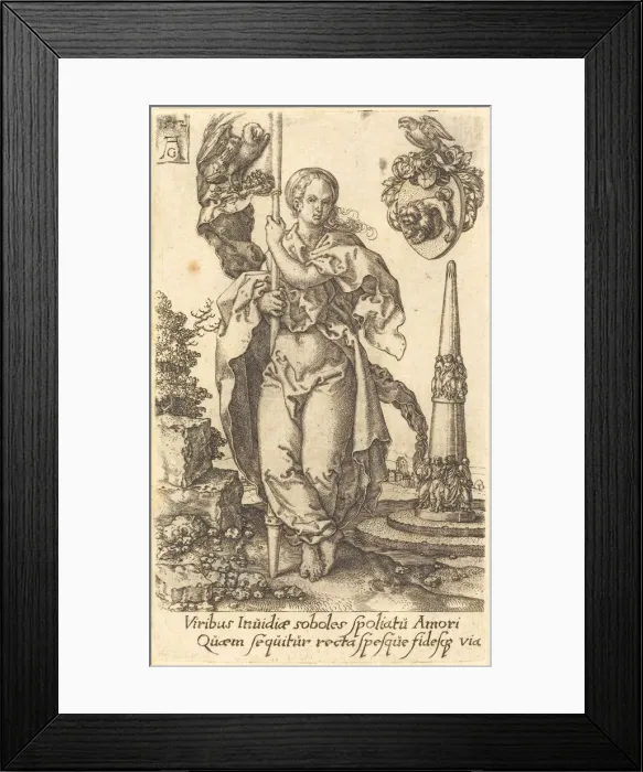 Framed Print : Charity, 1552. Creator: Heinrich Aldegrever Framed Print : Charity, 1552. Creator: Heinrich Aldegrever